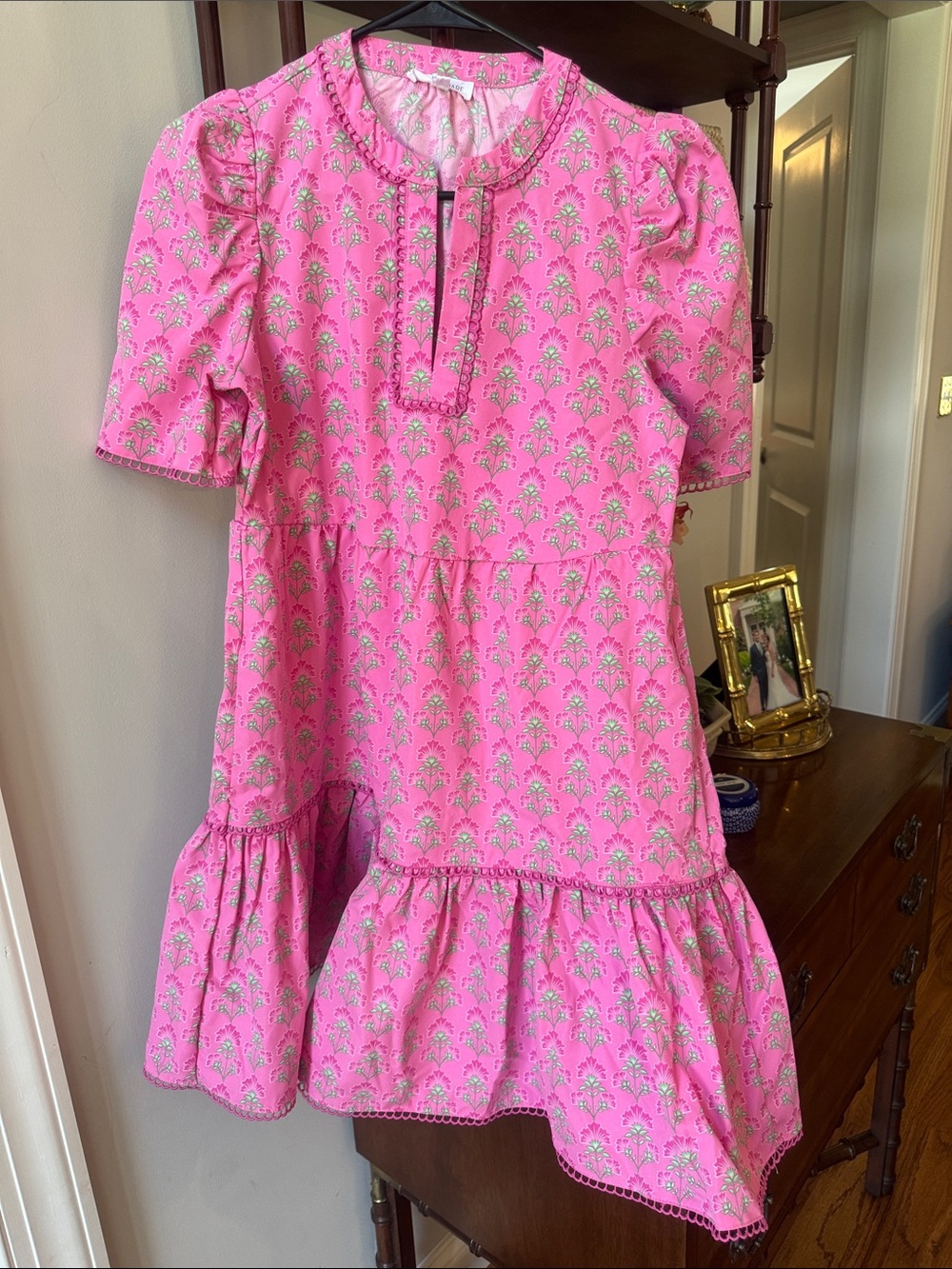 Women’s XSmall Mary square ' Pink Floral Tiered Dress